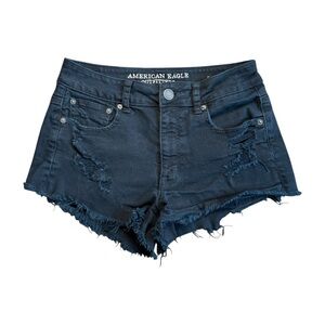 American Eagle Stretch Black Jean Shorts Size 6